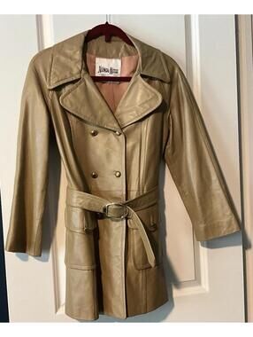 RARE Vintage Neiman Marcus Leather Double-Breasted Women’s Trench XS/S
